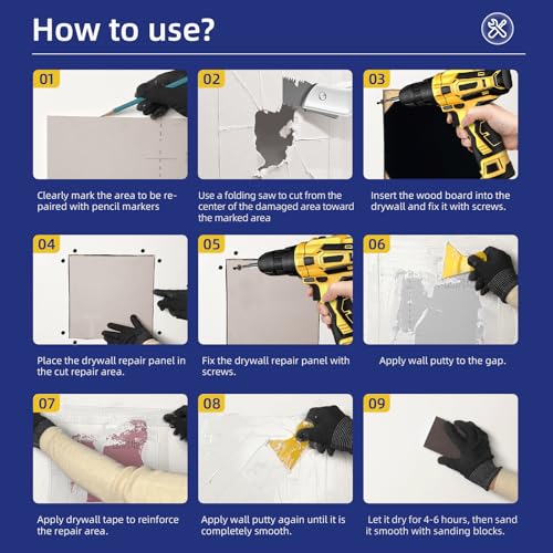 Drywall Repair Kit,Drywall Repair Panel 16” x16“,Sheetrock Repair Kit,Drywall Ceiling Repair,Large Hole Drywall Repair Kit - style: 16" Professional Kit