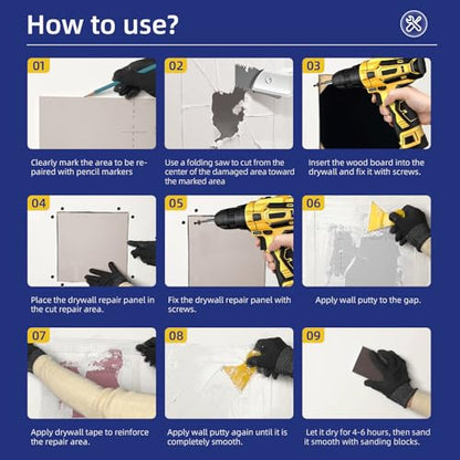 Drywall Repair Kit,Drywall Repair Panel 16” x16“,Sheetrock Repair Kit,Drywall Ceiling Repair,Large Hole Drywall Repair Kit - style: 16" Professional Kit