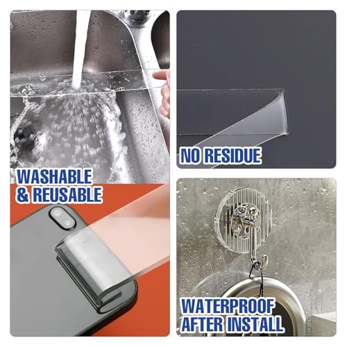 Double Sided Tape Heavy Duty - Nano Removable Adhesive Mounting Tape Wall Decor, Clear Sticky Picture Hanging Transparent WallTapes Strips for Poster Carpet Art Craft Home Office School (0.5"x10FT) - size: 1/24" x 1/2" x 10'