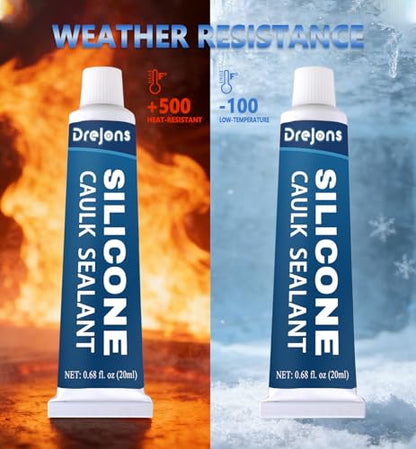 Clear Silicone Sealant Caulk Waterproof Silicone Caulk All Purpose Stronger Adhesion Sealant for Kitchen and Bathroom, Window, Door 0.71 fl oz * 2Pack - size: 0.71 fl.oz *2Pack