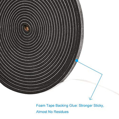 3 Rolls Weather Stripping,1/4 Inch Wide X 1/8 Inch Thick Foam Seal Tape High Density Foam Strip Self Adhesive,Closed Cell Tape Seal Strip,16 Feet Long Each - size: 1/4'' W x 1/8'' T x 49Ft