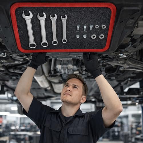 Qidejoy Flexible Magnetic Tool Mat Set, Heavy-Duty Magnetic Tool Tray with PVC Coating, Non-Slip Magnetic Holder for Garage, Auto Repair & Workshop Organization (1)