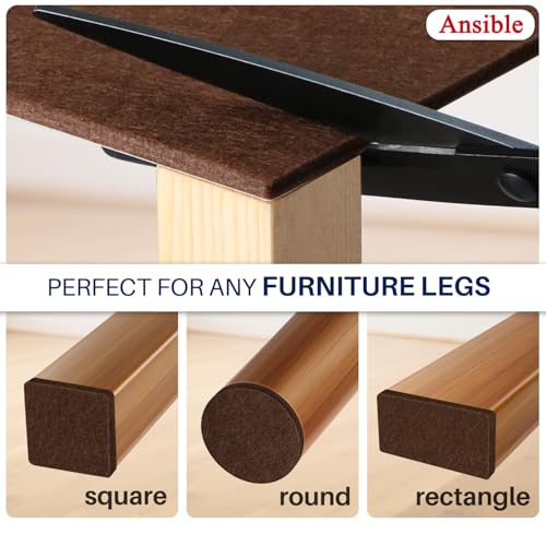 Ansible 299 PCS Felt Furniture Pads, Furniture Pads for Hardwood Floors, Chair Leg Feet Wood Floor Protectors (Brown) - size: 299 PCS Brown