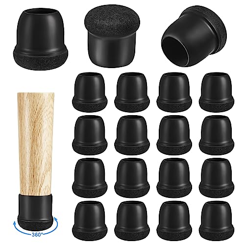 16 Pack Chair Leg Floor Protectors for Hardwood Floors, Round Rubber Furniture Sliders, 360°Felt Pad Bottom Wrapped Thickening Silicone Furniture Legs Caps Covers(Round,Black-M) - size: Black-M