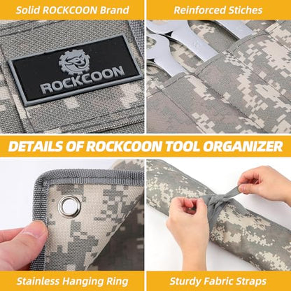 16 Pocket Wrench Roll Organizer, Rolled Tool Pouch Bag with Water Proof Oxford Cloth, Light Camouflage - color: Light Camouflage