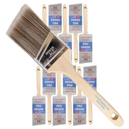 Pro Grade - Paint Brushes - 12Ea 2.5" Angle Brushes - size: 12Ea 2.5A