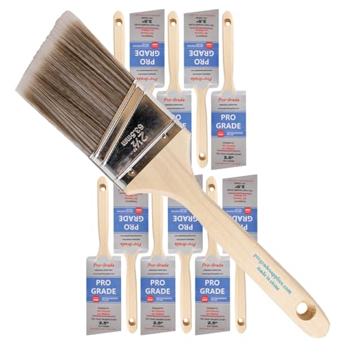 Pro Grade - Paint Brushes - 12Ea 2.5" Angle Brushes - size: 12Ea 2.5A