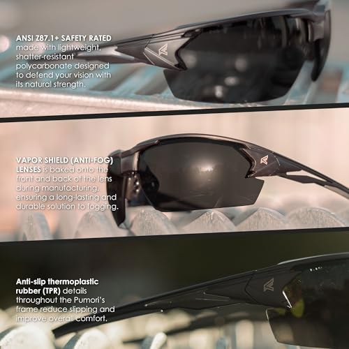EDGE Pumori Z87 Safety Rated, Adjustable TPR With Anti-Slip Features, Flexible Polycarbonate Frames with Nylon Lenses - color: Matte Black