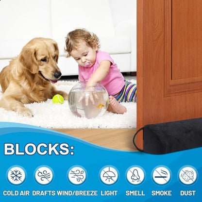 HomeProtect Under Door Draft Stopper 30 Inch Triangle Door Weather Stripping Reduce Wind/Breeze Noise Light Blocker Door Sweeps, Improved Triangle Design More Fits 0 to 3" Door Gaps Black - size: 30"