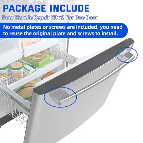 Refrigerator Door Handle Repair Kit Compatible with LG Refrigerator Door Replacement Handles Kit for LG 3651JA2268G LRFC25750SB LRFD25850ST Freezer Door Handle, 2PCS Silver