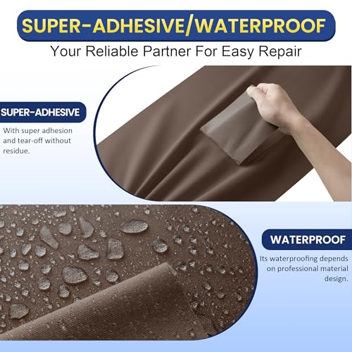 Self-Adhesive Canvas Repair Tape, 8.3" x 11" Waterproof Canvas Repair Patch, Fabric Patch Repairs Kit for Furniture, Tents, Sunbrellas, Boat Covers Awnings, Couches, Clothes, Bags Dark Brown - color: Dark Brown, size: 8.3" x 11"
