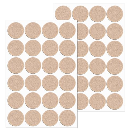 48Pcs Adhesive Felt Pads for Cabinet Doors 3/4" Thin Furniture Felt Pads for Chair Legs Small Felts Pad for Coasters Bottom Dots Round Foam Circles Cushion Dots for Hardwood Floors Vase