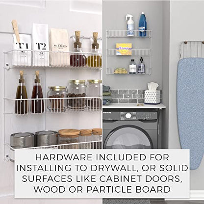 ClosetMaid 3-Tier Hanging Wall Mounted Metal Rack for Spices, Shelf Storage, Pantry Organization, Laundry, Kitchen, Bathroom, White, 8022 (Pack of 2) - size: 18-Inch Wide (Pack of 2), style: 3-Tier