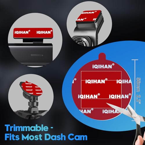 Adhesive Sticky Pads for Dash Cam Mount, 4Pcs Double-Sided Dashcam Mounting Tape, Heat-Resistant Heavy Duty Transparent Sticker Tape Replacement for Car Camera GPS Windshield Windscreen Dashboard - size: 2.2" / 56mm