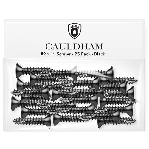 Cauldham Black Wood Screws #9 x 1 Inch for Door Hinges - 25 Pack - color: Black