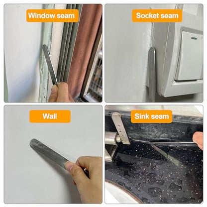 7 Packs Caulking Spatula Tool Set, Stainless Steel Multi-Size Caulk Finishing Spatulas for Bathroom, Kitchen, Window, and Door Sealing