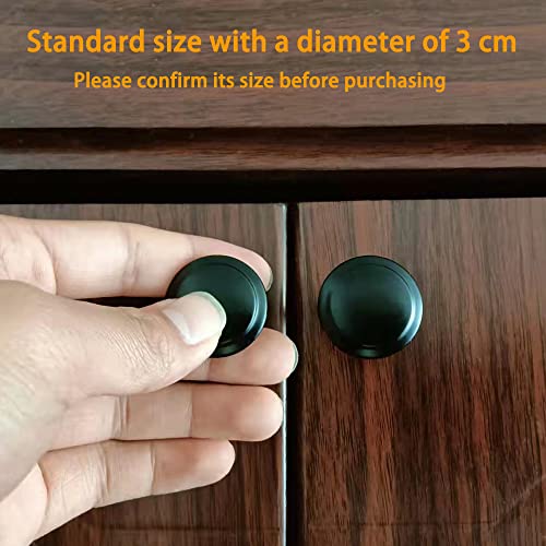 10PCS Cabinet Knobs for Dresser Drawers，1.2 Inch Premium and Elegant Matte Black Round Cabinet Knobs，Modern Single Hole Single Zinc Alloy Handle，Drawer Pulls，Dresser Door Knobs