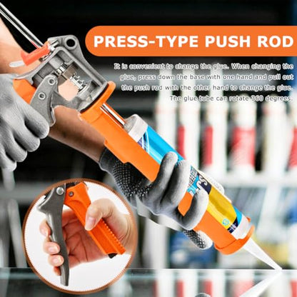 Caulk Gun and Caulk Scraper Kit, Caulking Gun with Caul-k Remover Tool, Sealant Finishing Tool Grout Scraper for Caulking/Filling/Sealing(COLOR:Orange)
