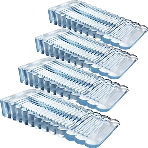 4 Pack Clear Rubber Door Stopper Wedge Sturdy Door Stop Stackable Anti Slip Heavy Duty Silicone Transparent Doorstop for Floor Patio - color: Transparent-4pcs