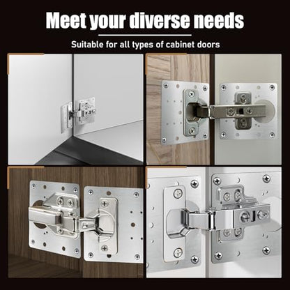 20 PCS Upgraded Cabinet Hinge Repair Plate Kit, Stainless Steel Hinge Repair Brackets Kit, Metal Hinges Repairs Fixing Plates with Screw for Kitchen Cupboard Door Locker Cabinet Door