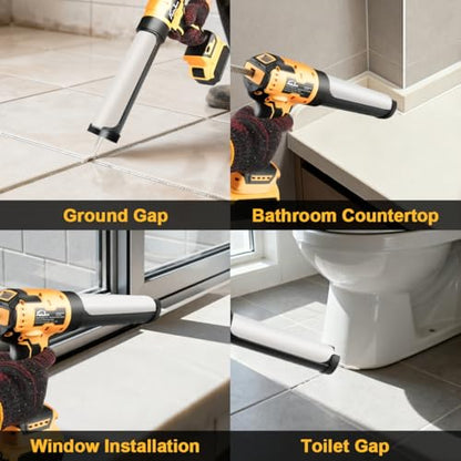 Cordless Caulking Gun Compatible With Dewalt 20V Battery 6 Adjustable Speeds Electric Caulking Gun Brushless Motor No-Drip Caulking Gun with LED Light for Filling, Sealing (No Battery)
