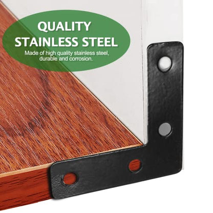Uenhoy 10 Pcs L Shape Flat Mending Plates 80mm x 80mm (3.15" x 3.15") Flat Corner Braces, Right Angle Photo Frame Bracket, Black - size: 80x80mm/3.15"x3.15", style: L Shape