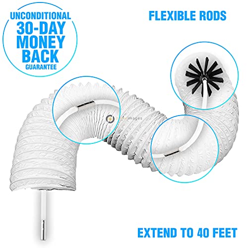 The Professional Dryer Vent Cleaner Kit -(40-Feet) Innovative Lint Remover Reusable Strong Nylon| Flexible Lint Brush with Drill Attachment for Faster Cleaning - size: 40 Feet