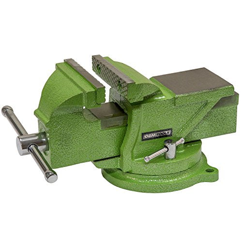OEMTOOLS 24217 4-Inch Heavy Duty Bench Vise with 360-Degree Swivel Base, Table Vise or Bench Vise for Workshop and Woodworking, No-Hassle Permanent Mounting, Green