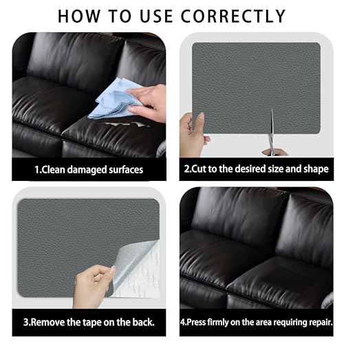 XSunLea Self Adhesive Leather Repair Patch,8x12 inch Vinyl Repair Kit,Leather Repair Kit for Furniture,Car Seat,Couch,Office Chair,2 Pcs Dark Gray - color: Dark Gray, size: 8*12inch