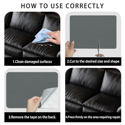 XSunLea Self Adhesive Leather Repair Patch,8x12 inch Vinyl Repair Kit,Leather Repair Kit for Furniture,Car Seat,Couch,Office Chair,2 Pcs Dark Gray - color: Dark Gray, size: 8*12inch