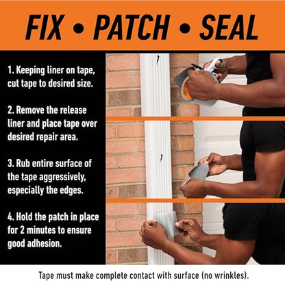 Gorilla Waterproof Patch & Seal Tape, Clear Tape, 4" x 8' (Pack of 4) - Permanent Weather Resistant Seal for Leaks and Repairs