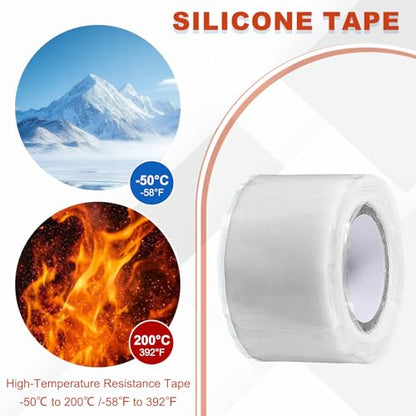 uxcell 2 Pcs Self Fusing Silicone Tape, 1" x 5ft Waterproof Water Leak Sealing Tape for Plumbing Pipe Hose Repair Handles, White - color: White, size: 1" x 5ft