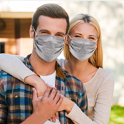 DC-BEAUTIFUL 100 Pcs Grey Disposable 3 Ply Earloop Face Masks,Fit for Adults - color: Grey