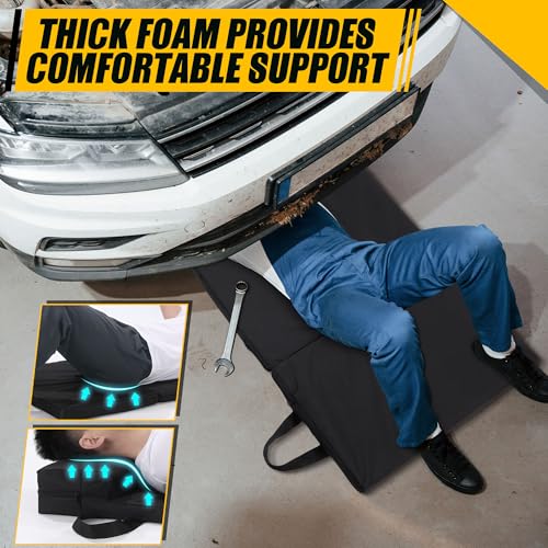 BALAPET Thick Supportive Foam Mechanical Mat to Lay On with Pillow, Waterproof Portable Mechanic Pad for Working Under Car with Carrying Handles,Suitable for Garage, Picnicking, Gardening