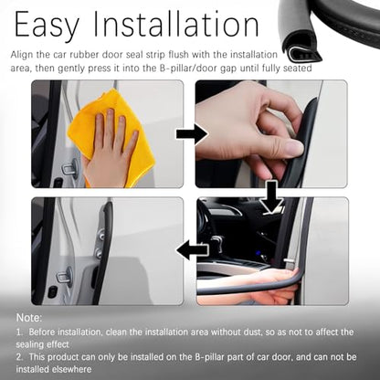 2PCS 2.62Ft Car Door Weather Stripping Rubber,U-Shape Thickened Car Door Seal Strip Rubber Edge Trim for Noise Reduction,Dustproof Push-in Cars Doors Rubbers Seal Strip