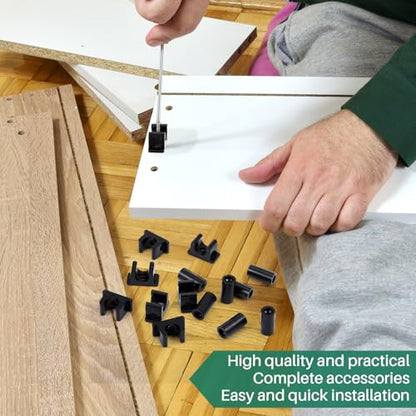 Juexica False Cabinet Front Clip False Drawer Front Clips Sink Tip Out Snap with Screws Screwdrivers for Hardware Replacements - color: Black