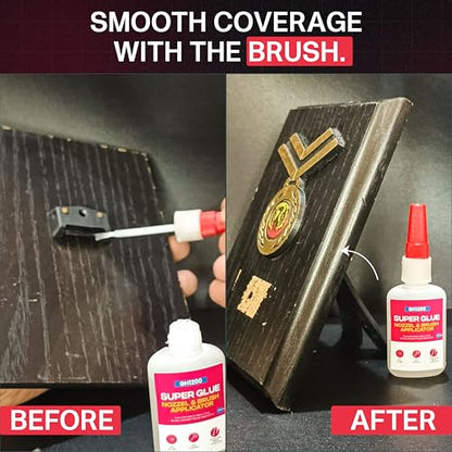 GH1200 2 PCs (2-in-1) Super Glue with Brush Applicator & Nozzle, Mess Free Superglue Brush, Instant Never Dries, 3000 CPS Ca Glue, No Stain Clear Glue, Super Glue for Plastic, Rubber & More - style: 20g x 2Pcs Super Glue Brush & Nozzle