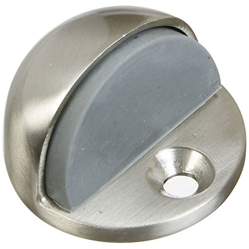 National Hardware N325-324 Floor Door Stop with Solid Brass Construction and Rubber Bumper for Wall and Door Protection, Satin Nickel Finish, 1/4 to 3/4 in Clearance - color: Satin Nickel