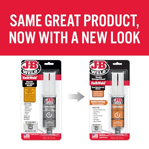 J-B Weld 6 Minute Set Epoxy KwikWeld, High Strength, Waterproof, 2 Pack, Dark Grey, 50176-2 - size: 25ml - 2 Pack