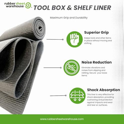 Rubber Sheet Warehouse | Tool Box Mat for Protecting Your Tools, Padding Work Surfaces, Industrial Grade | 16 inch Wide x 6 ft Long (PVC)