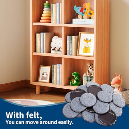 Ezprotekt 4" Round Carpet Bottom Furniture Caster Cups, 16 Pcs Reusable Furniture Coasters, Felt Furniture Sliders Pads to Protect Hardwood, Tile or Carpetd Floors from Scratches (Brown/Gray) - size: 4 inch