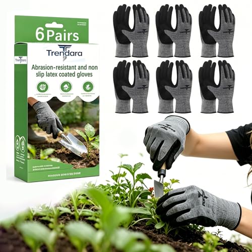 Unisex gardening gloves with a breathable latex coating, suitable for gardening, carrying, and other similar tasks - color: 6 Pairs Gray Gloves