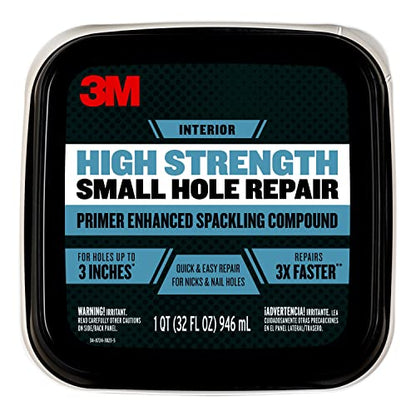 3M High Strength Spackling Compound, 32 oz., Small Hole Repair Primer Enhanced Spackling Compound, Quick & Easy Repair For Nicks & Nail Holes, No Shrinking, Cracking or Sagging (SHR-32-BB) - size: 1 Count (Pack of 1)