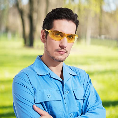 ProtectX Safety Glasses for Men & Women, Safety Sunglasses with Anti-Fog Scratch Resistant Lenses, Non-Slip Grips, ANSI Z87.1 - color: Olympus Amber 2 Pk