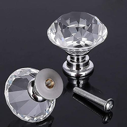 Akstore 6 Pcs Crystal Glass Cabinet Knobs 30mm Diamond Shape Drawer Kitchen Cabinets Dresser Cupboard Wardrobe Pulls Handles (30mm, Clear) - color: Clear, size: 30 mm