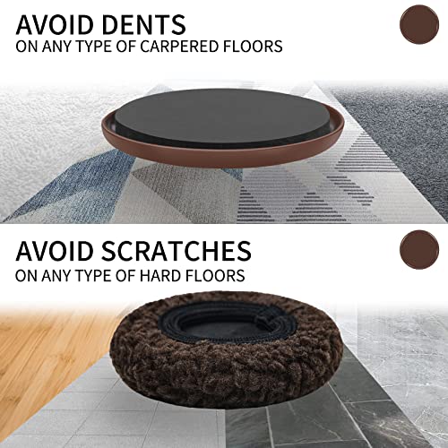 5" Furniture Sliders, 2-in-1 Furniture Movers Sliders with Hardwood Socks, 4+4 Pack - 4 Furniture Sliders for Carpet and 4 Hardwood Socks, Move Your Furniture Easily! - size: 4+4 Pack 5inch (Brown)