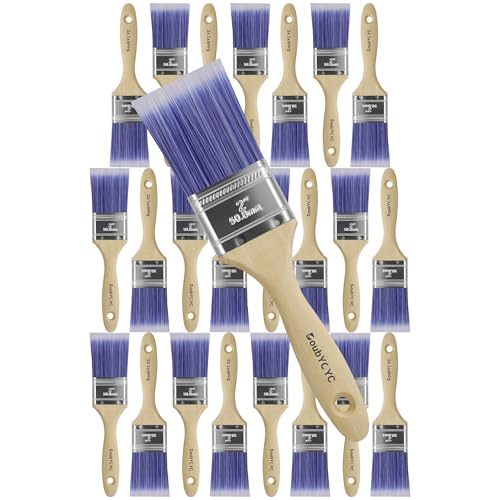 Paint Brushes - 24 Pack, 2" Flat Brushes, Paint Brush Set, Wood Paint Brushes for Walls, Stain & All Oil Paints - Home Improvement - Interior & Exterior Use - color: 24 Pack