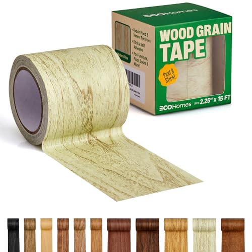Wood Grain Repair Tape - Self Adhesive Brown Wood Colored Tape for Furniture Repair | Peel & Stick Veneer Strips Trim, Woodgrain Duct Tape for Furniture, Vinyl Floor, Door Patch Kit (Modern Pine) - color: Modern Pine, size: 2.25 Inch By 15 Ft