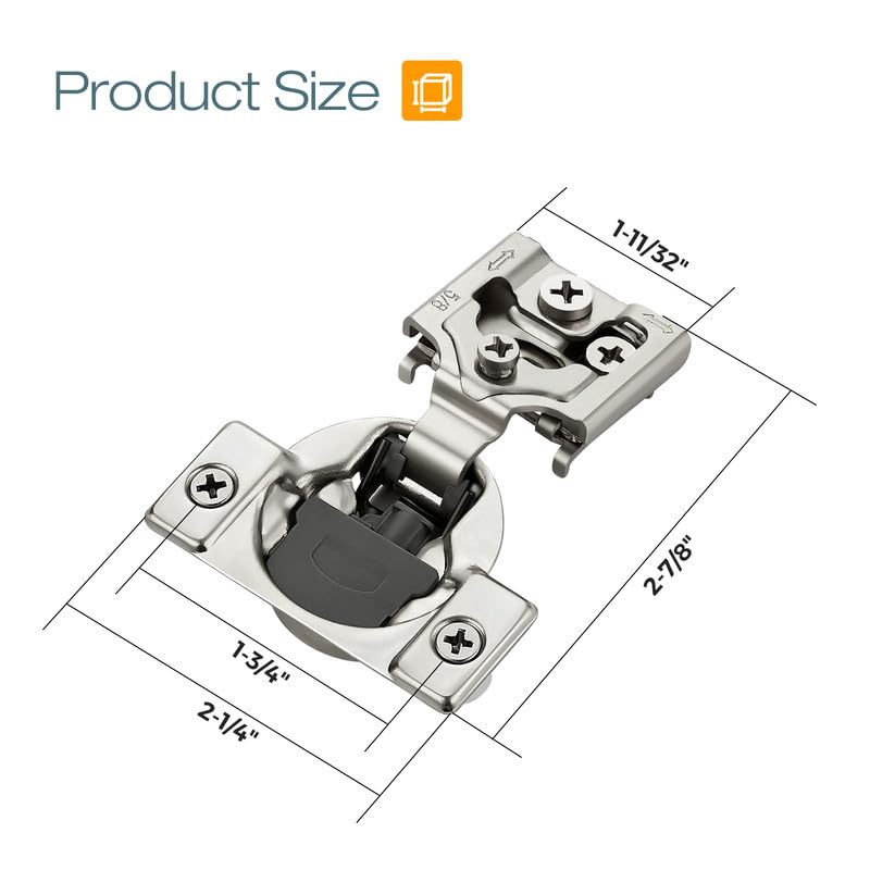 HOME EDIT 2 Pack 1 Pair 5/8 inch Overlay Soft Close Cabinet Hinges for Kitchen, Stainless Steel Three-Way Adjustable, Concealed Self-Closing Door Hinges - size: 5/8 inch Overlay