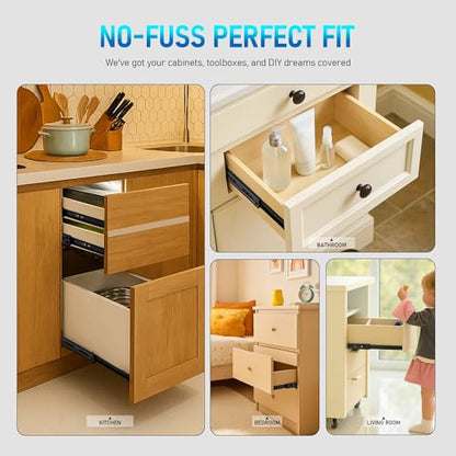 Soft Close Drawer Slides 20 Inch, Full Extension Ball Bearing Heavy Duty Drawer Slides Side Mount for Cabinet (1 Pair, Black) - size: 20 Inch